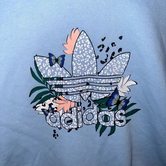 ADIDAS HER Studio London Floral Hoodie Light Blue Kids Girls XL - Picture 3 of 5